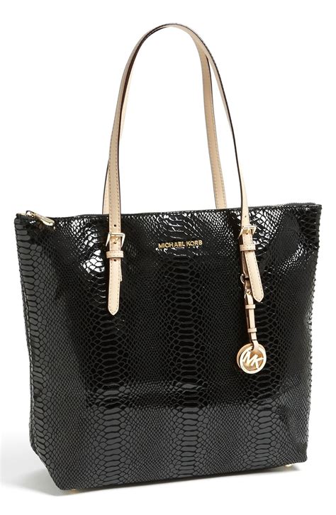 michael kors patent leather tote black